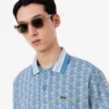 Lacoste Classic Fit Monogram Jaccquard Polo Shirt - Bleu Clair / Bleu . 1QI