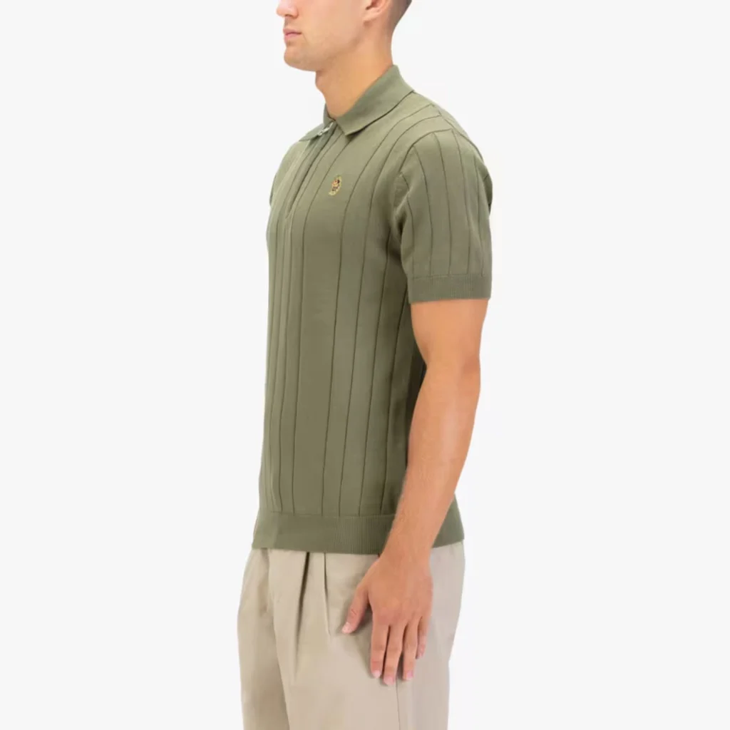 Luke Rib Eye Knitted Polo - Clover