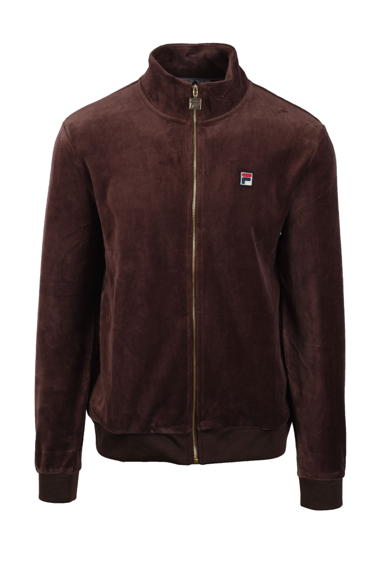 Fila Velour Regular Fit Long Sleeve Track Jacket - Coffee Bean