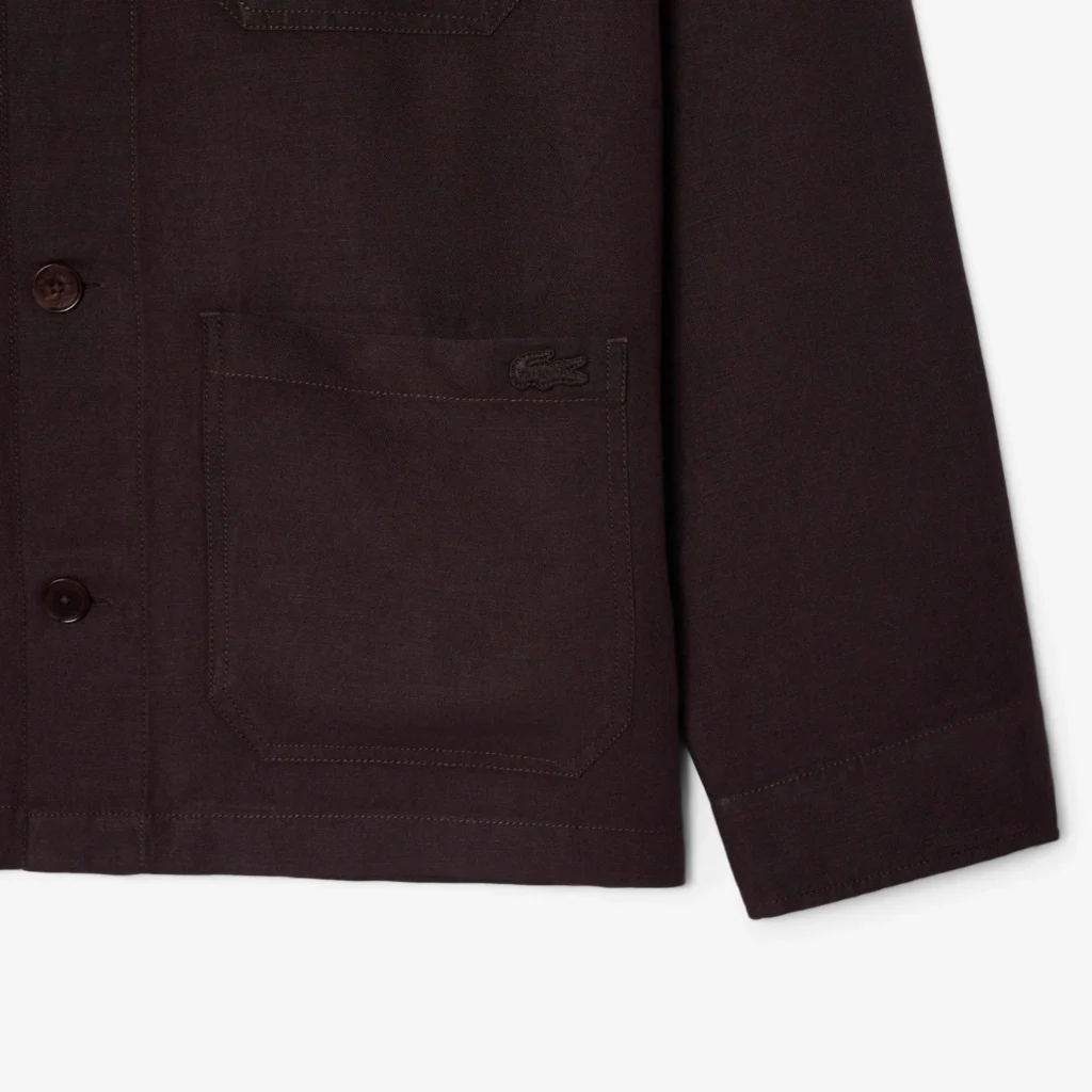Lacoste Linen Blend Overshirt - Brown . 3LA