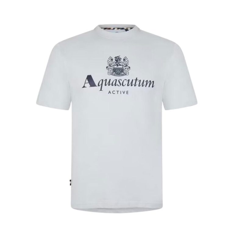 Aquascutum Active Big Logo Regular Fit Short Sleeve T-Shirt - Grey