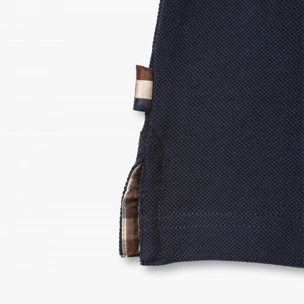 Aquascutum Active Club Check Insert Regular Fit Short Sleeve Polo - Navy