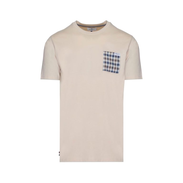 Aquascutum Active Club Check Pocket Regular Fit Short Sleeve T-Shirt - Beige