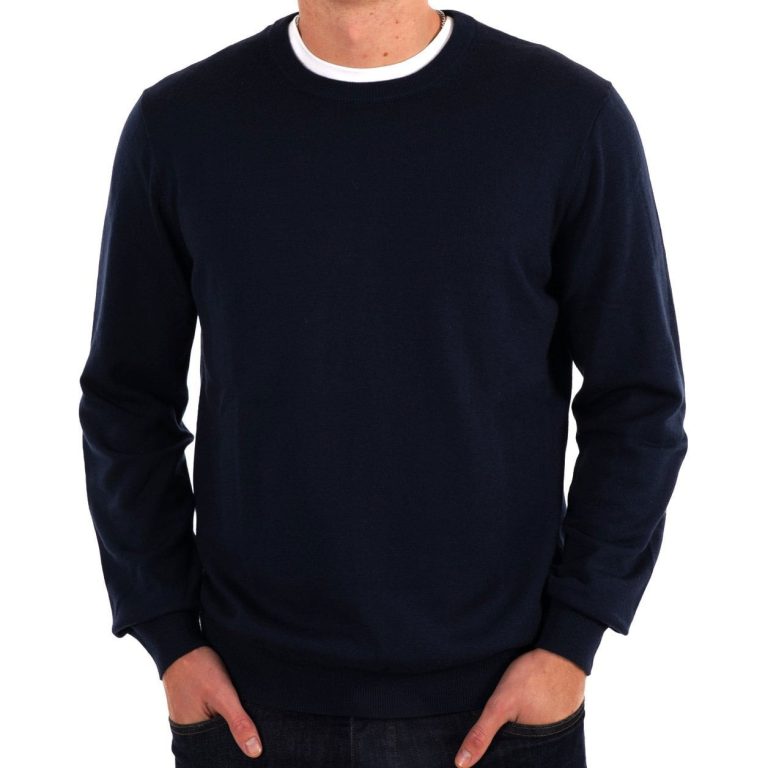 Aquascutum Active Club Check Sleeves Regular Fit Long Sleeve Sweater - Navy