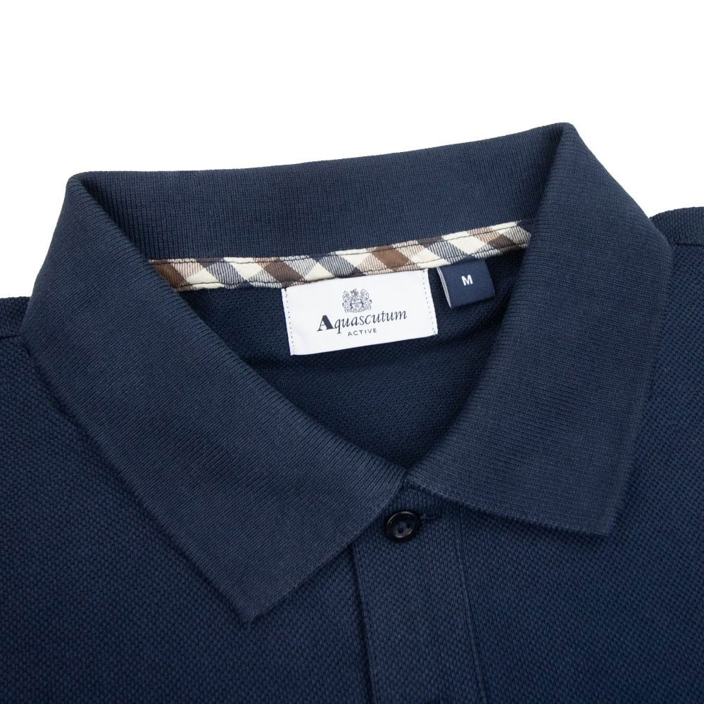 Aquascutum Active Regular Fit Short Sleeve Piquet Polo - Navy