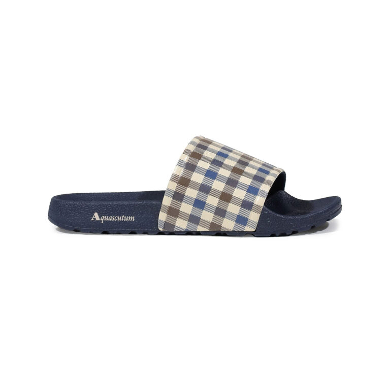 Aquascutum Active Icon Slide - Navy/Micro Club Check