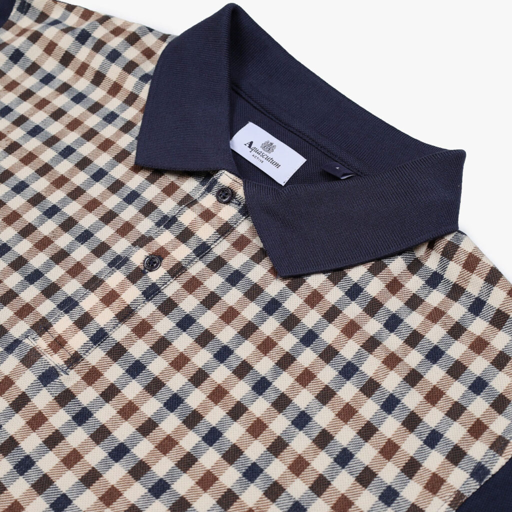 Aquascutum Active Iconic Long Sleeve Regular Fit Front Polo - Navy