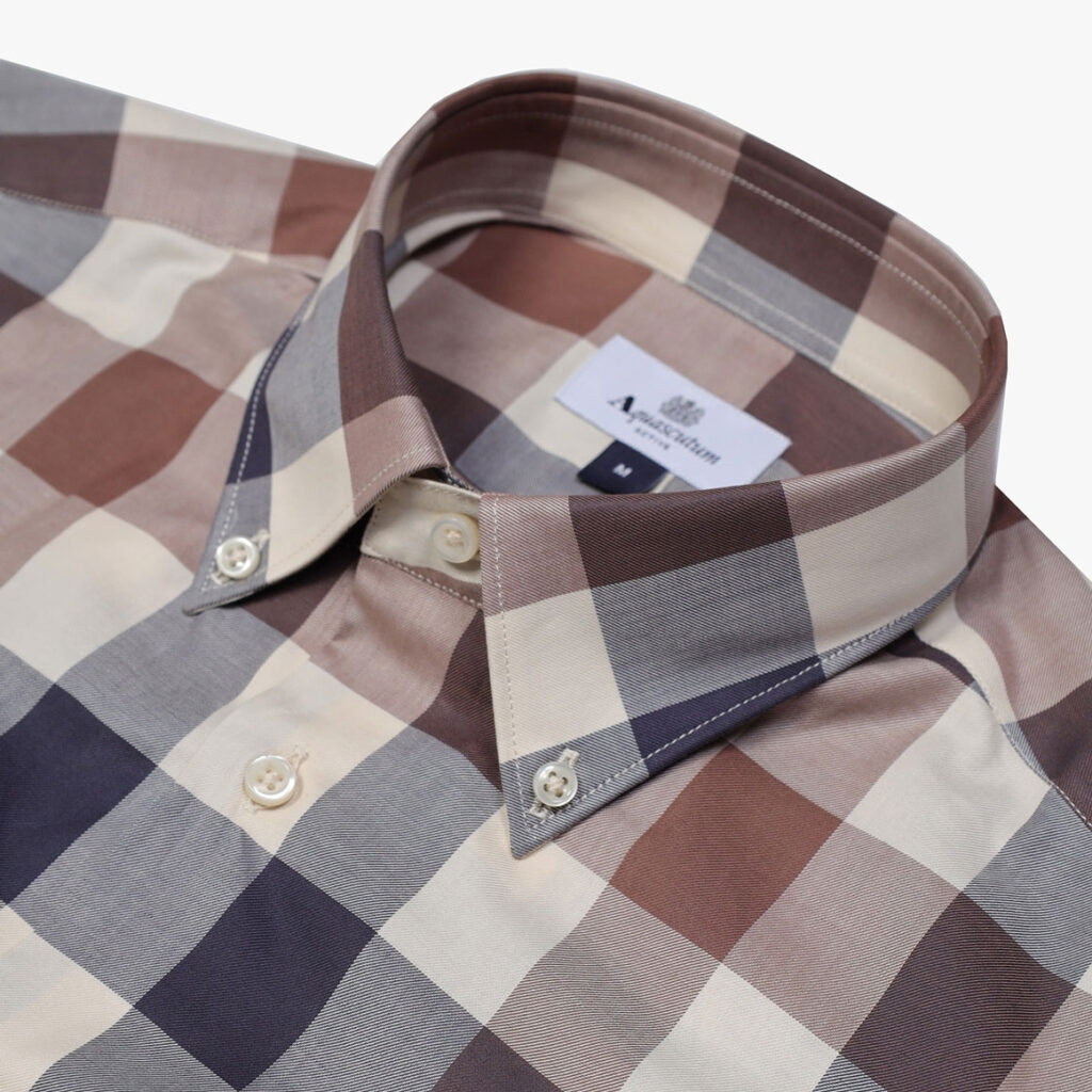 Aquascutum Active Macro Regular Fit Long Sleeve Iconic Shirt - Club Check
