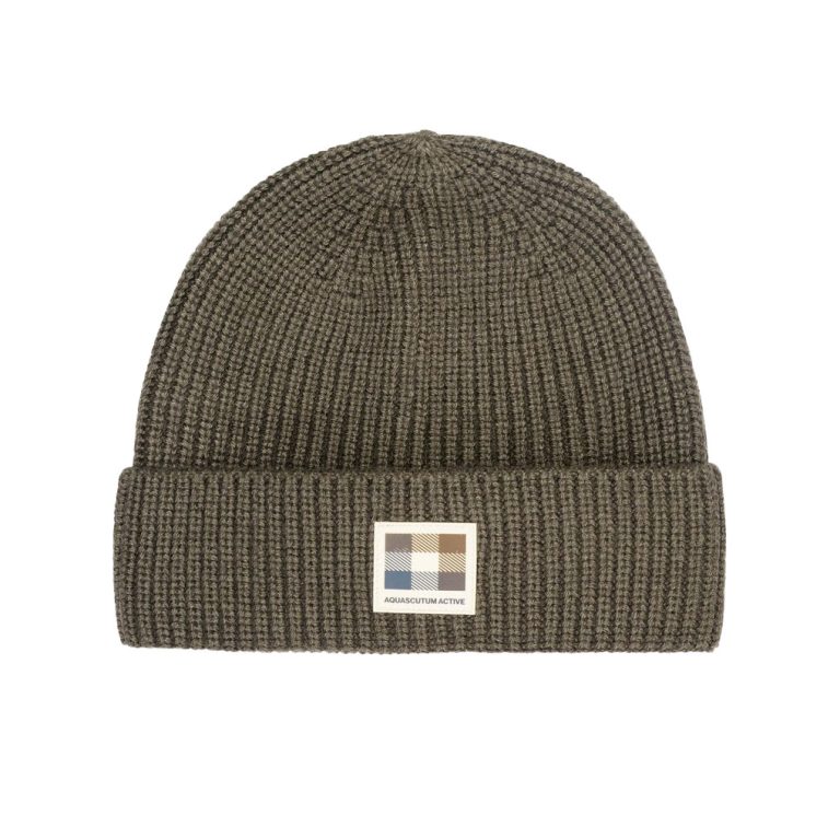 Aquascutum Active Patch Logo Beanie - Army Green