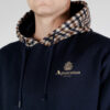Aquascutum Active Long Sleeve Regular Fit Club Check Hooded Sweatshirt - Navy