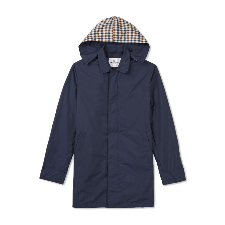 Aquascutum Active Regular Fit Long Sleeve RLG Packable Trench Jacket - Navy