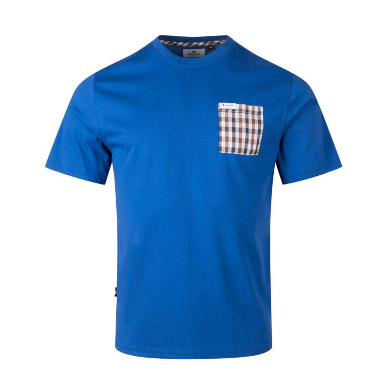 Aquascutum Active Regular Fit Short Sleeve Club Check Pocket T-Shirt - Royal/Club Check