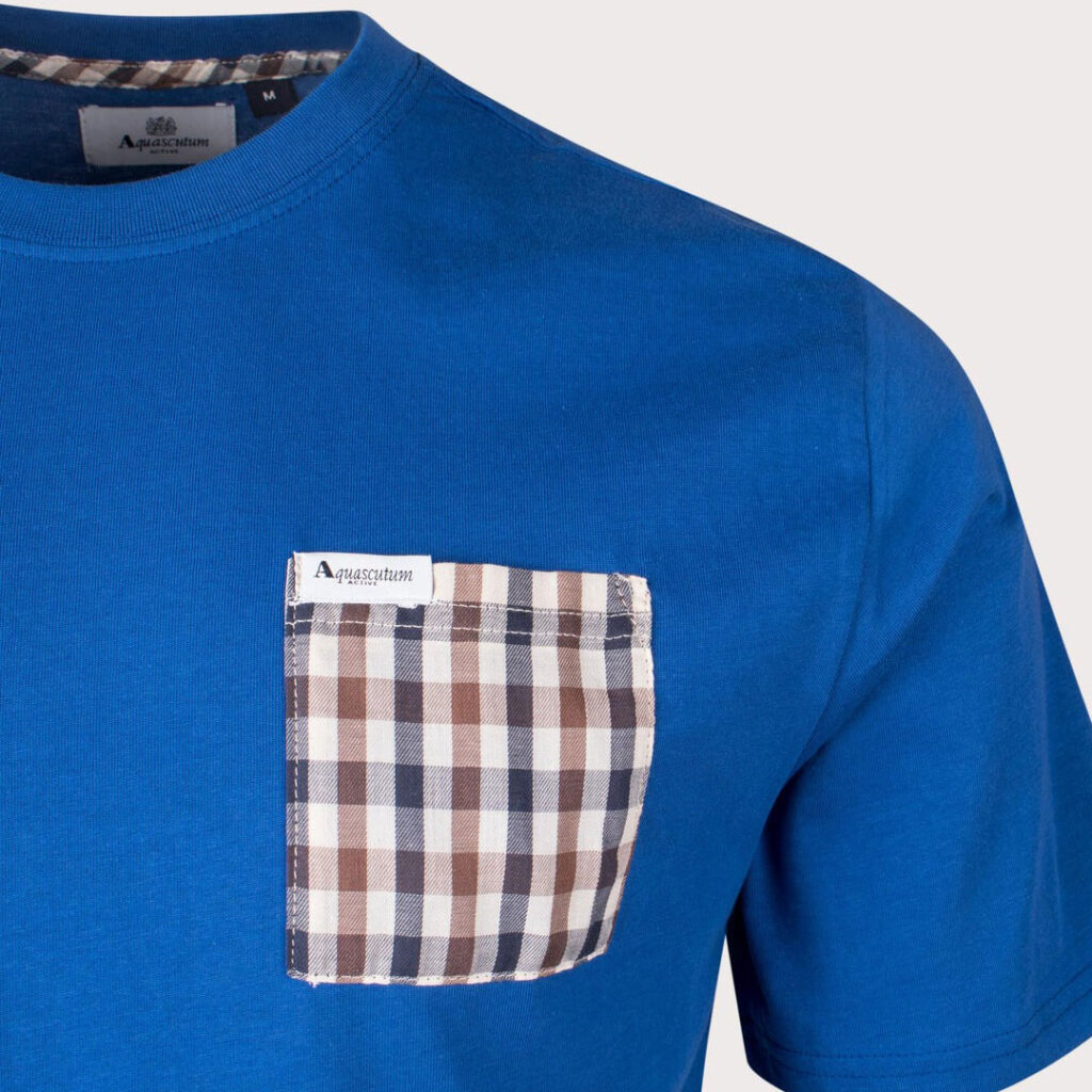 Aquascutum Active Regular Fit Short Sleeve Club Check Pocket T-Shirt - Royal/Club Check