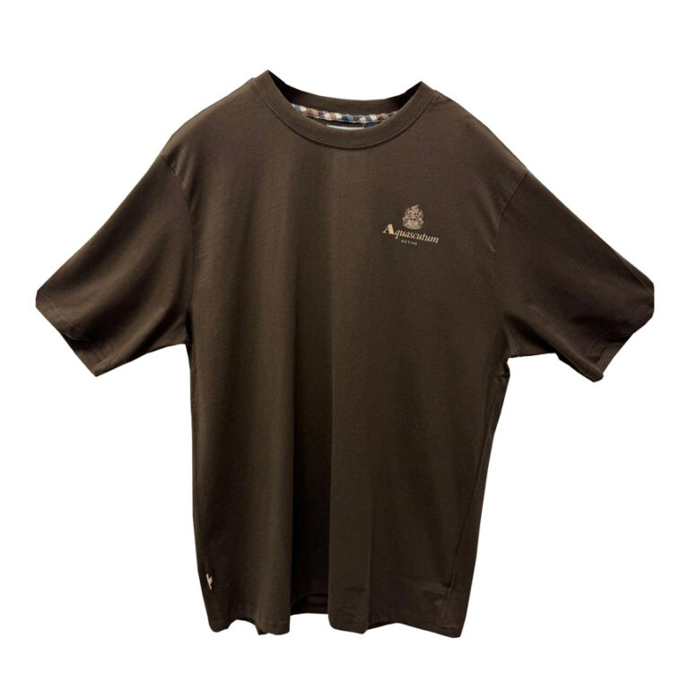 Aquascutum Active Regular Fit Short Sleeve Small Logo T-Shirt - Brown