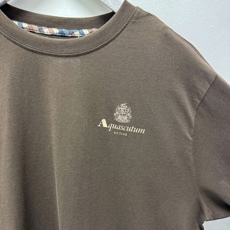 Aquascutum Active Regular Fit Short Sleeve Small Logo T-Shirt - Brown
