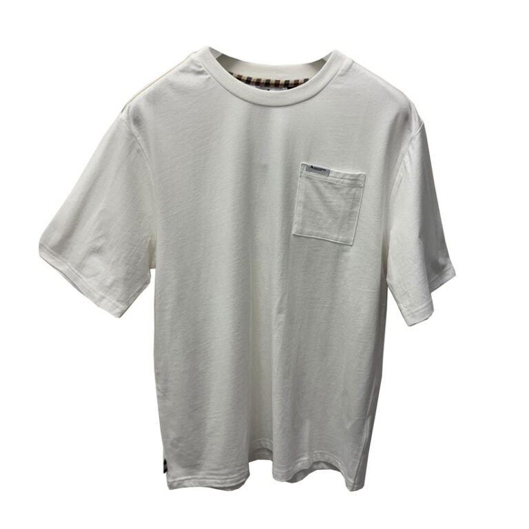 Aquascutum Active Shoulder Strpes Regular Fit Short Sleeve T-Shirt - Optical White