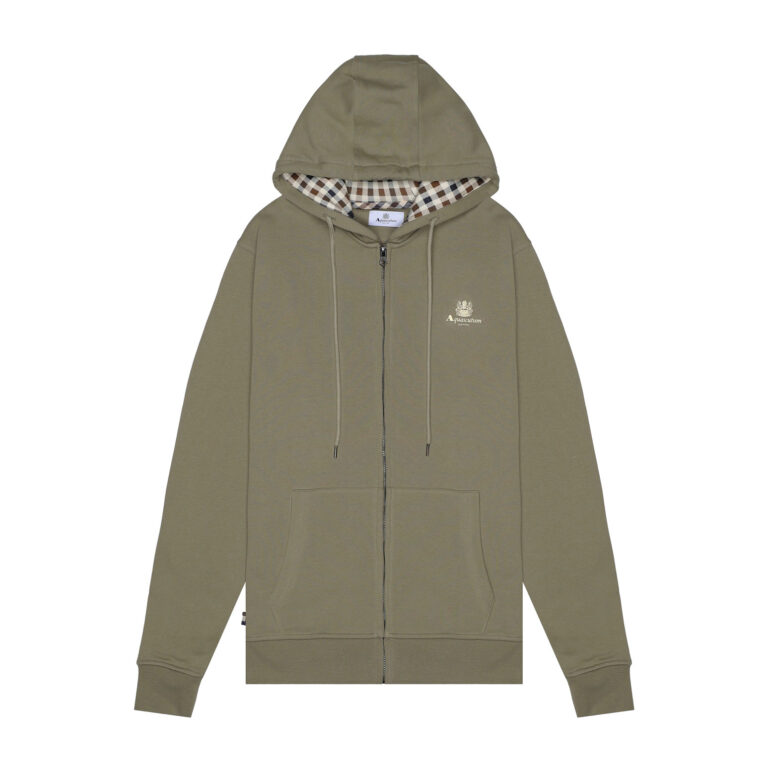 Aquascutum Active Small Logo Long Sleeve Regular Fit Full Zip Hoodie - Army Green