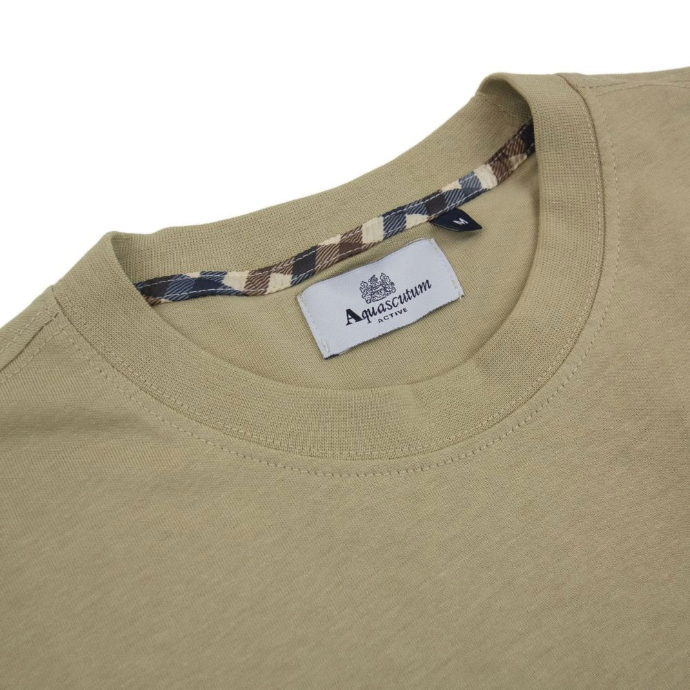 Aquascutum Active Small Logo Regular Fit Short Sleeve T-Shirt - Beige