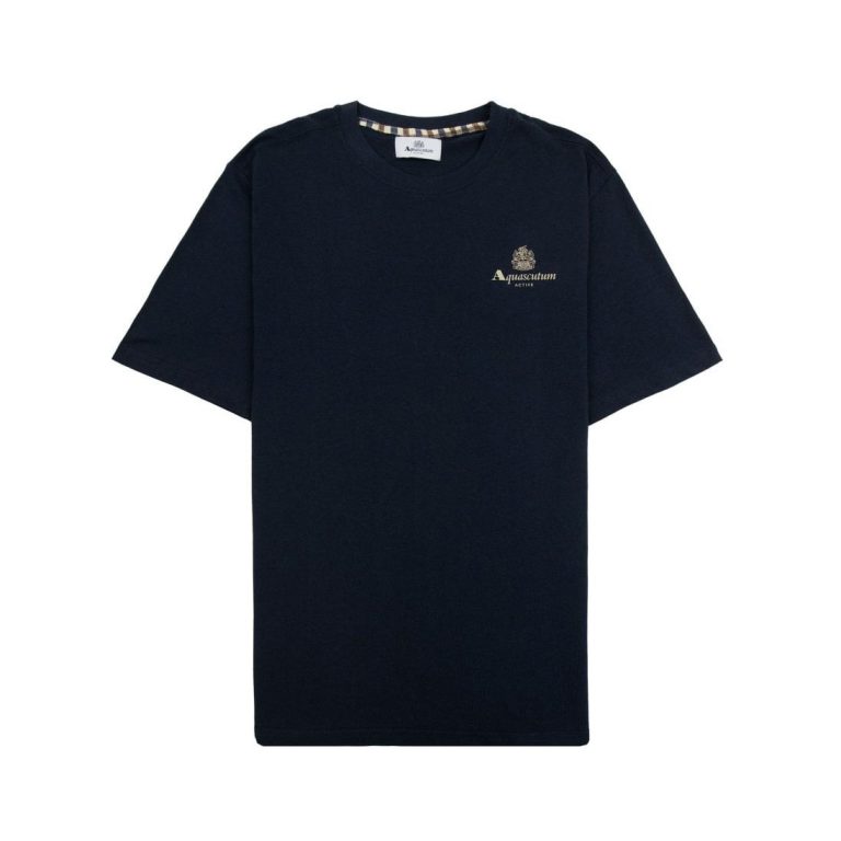 Aquascutum Active Small Logo Regular Fit Short Sleeve T-Shirt - Navy