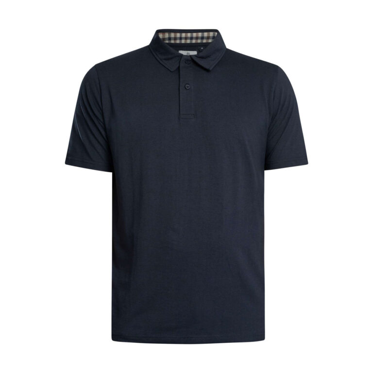 Aquascutum Active Supima Regular Fit Short Sleeve Solid Polo - Navy