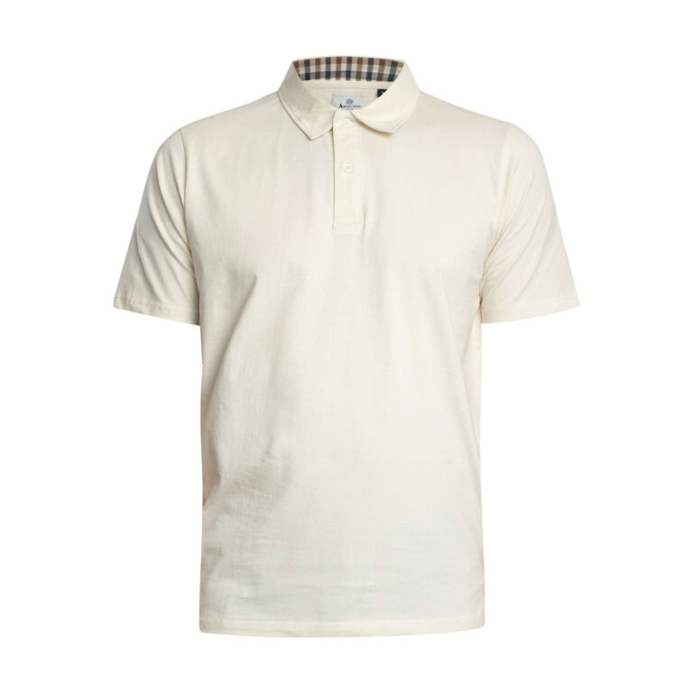 Aquascutum Active Supima Regular Fit Short Sleeve Solid Polo - Old White