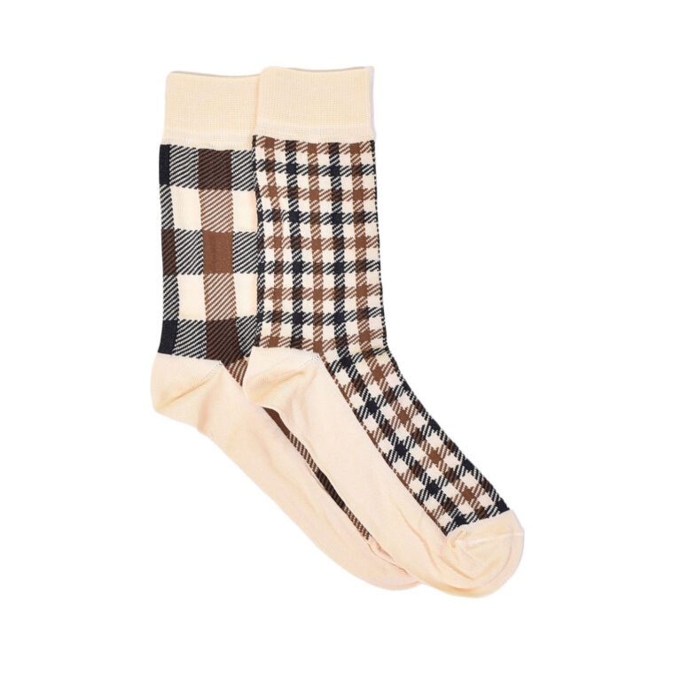 Aquascutum Active Two Pack Check Socks - House Check Beige