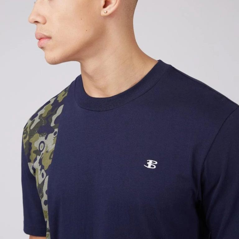 Ben Sherman Camo Regular Fit Short Sleeve T-Shirt - Marine