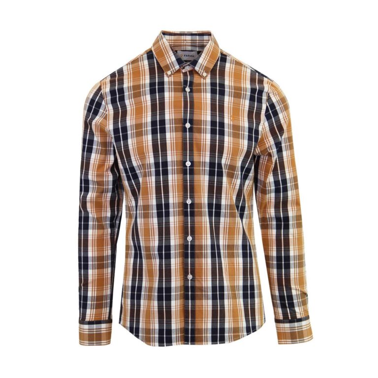 Farah Brewer Slim Fit Long Sleeve Shirt - Gold