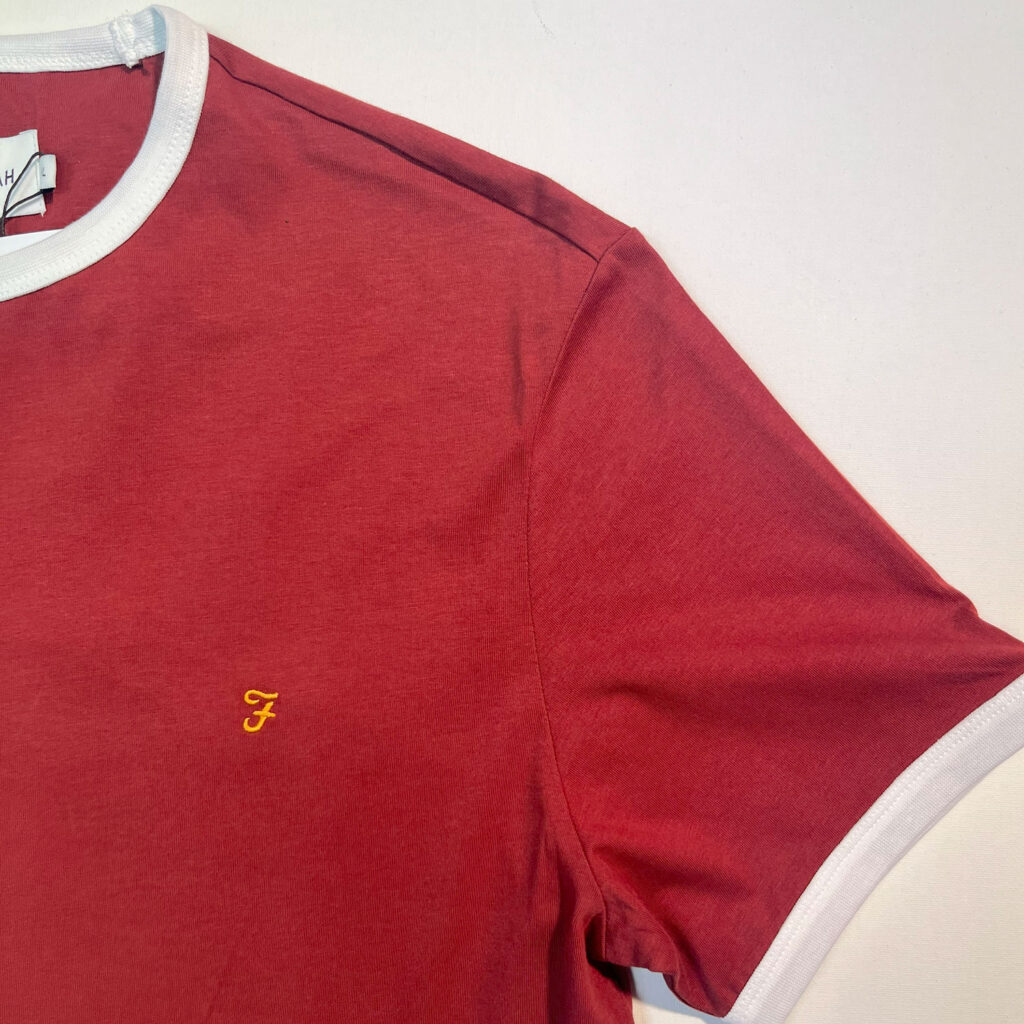 Farah Groves Ringer Regular Fit Short Sleeve T-Shirt - Burnt Red