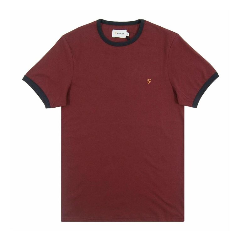 Farah Groves Ringer Regular Fit Short Sleeve T-Shirt - Red