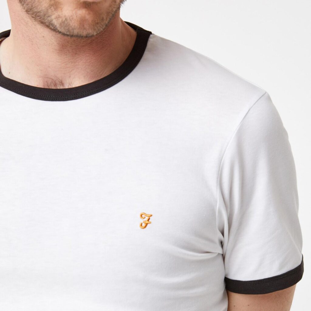 Farah Groves Ringer Regular Fit Short Sleeve T-Shirt - White