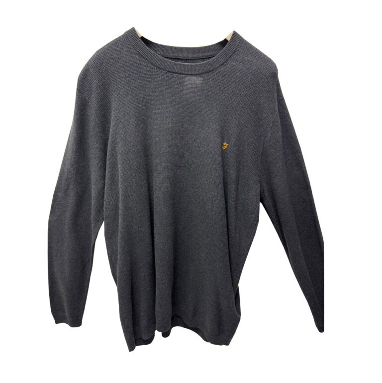 Farah Medlock Textured Regular Fit Long Sleeve Sweatshirt - Navy Marl