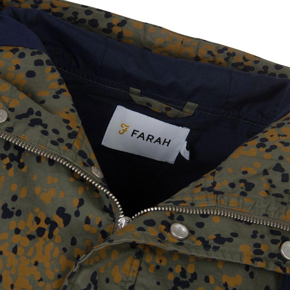 Farah Northampton Camo Hooded Regular Fit Long Sleeve Jacket - Vintage Green