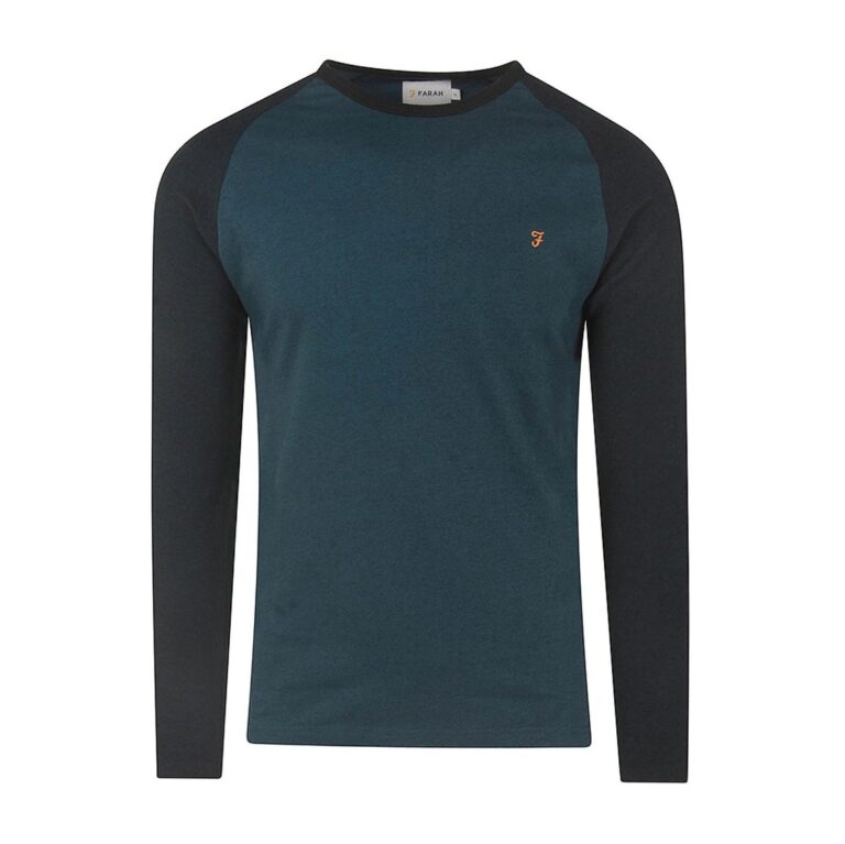 Farah Redington Raglan Heavy Weight Regular Fit Long Sleeve T-Shirt - Teal