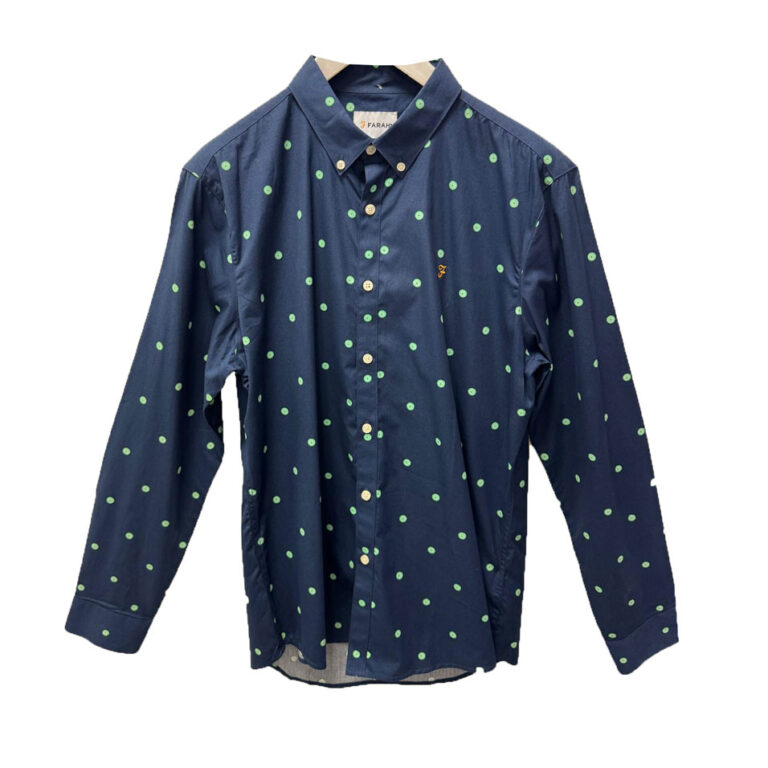 Farah Selsdon Slim Fit Long Sleeve Shirt - Ink Blue