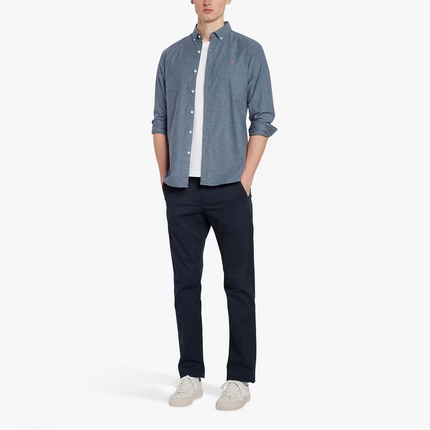 Farah Steen Regular Fit Short Sleeve Shirt - Blue Bell