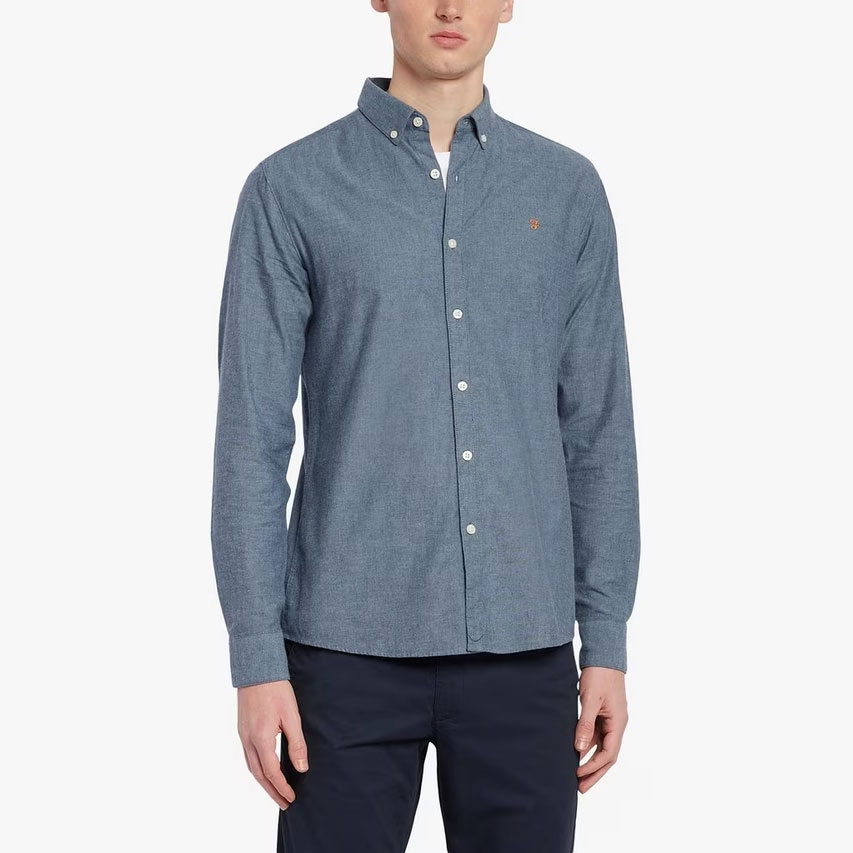 Farah Steen Regular Fit Short Sleeve Shirt - Blue Bell