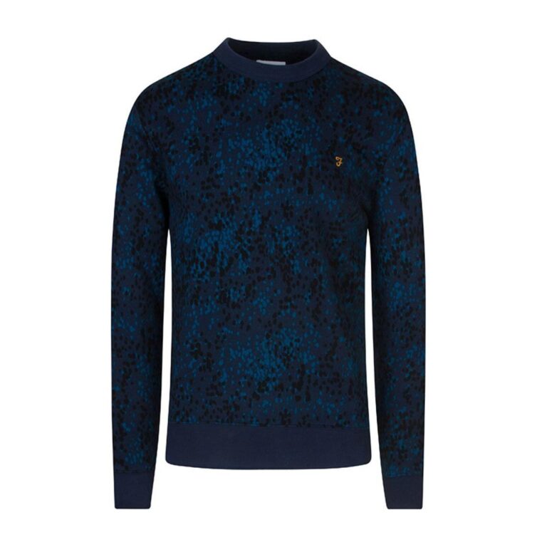Farah Warwick Printed Regular Fit Long Sleeve Sweatshirt - Yale Blue