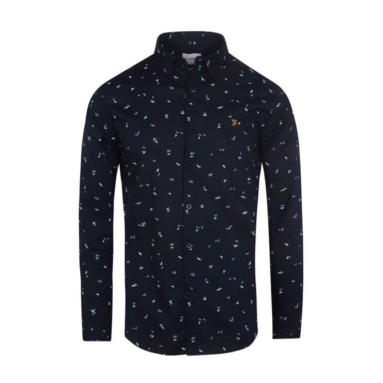 Farah Wilson Slim Fit Long Sleeve Shirt - True Navy