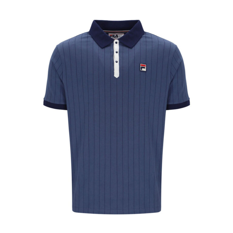 Fila BB1 Classic Vintage Short Sleeve Regular Fit Striped Polo - Vintage Indigo / Gardenia / Fila Navy