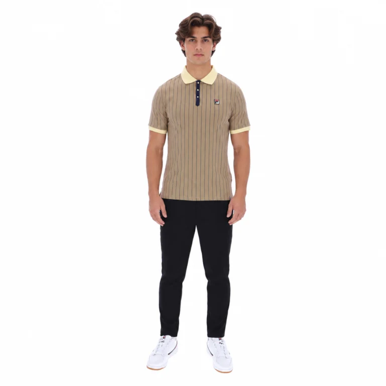 Fila BB1 Classic Vintage Striped Polo - Chinchilla / Double Cream / Fila Navy