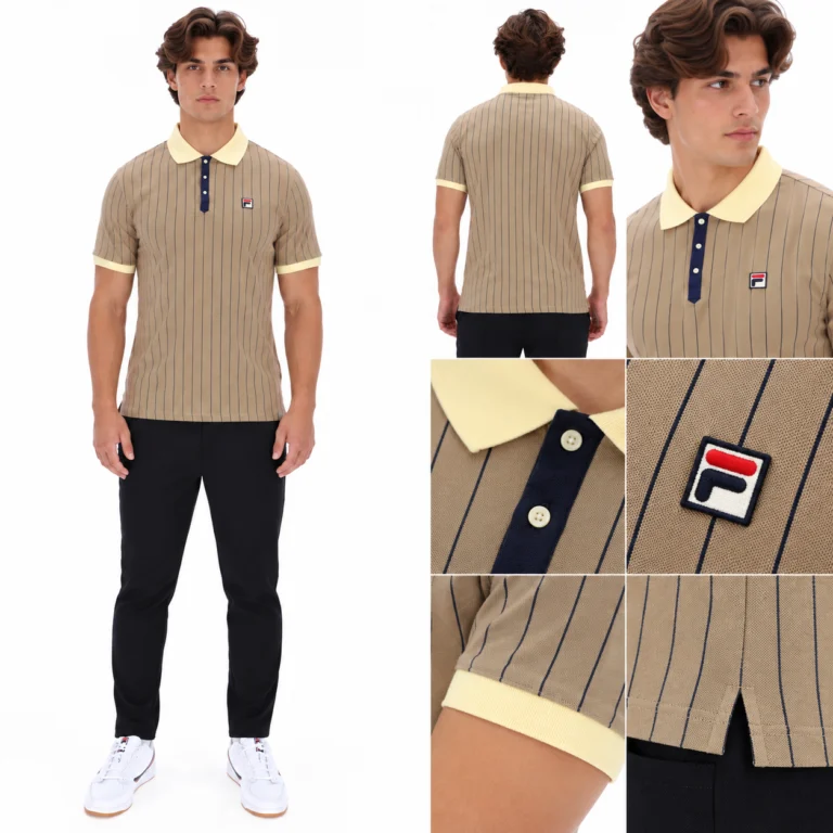 Fila BB1 Classic Vintage Striped Polo - Chinchilla / Double Cream / Fila Navy