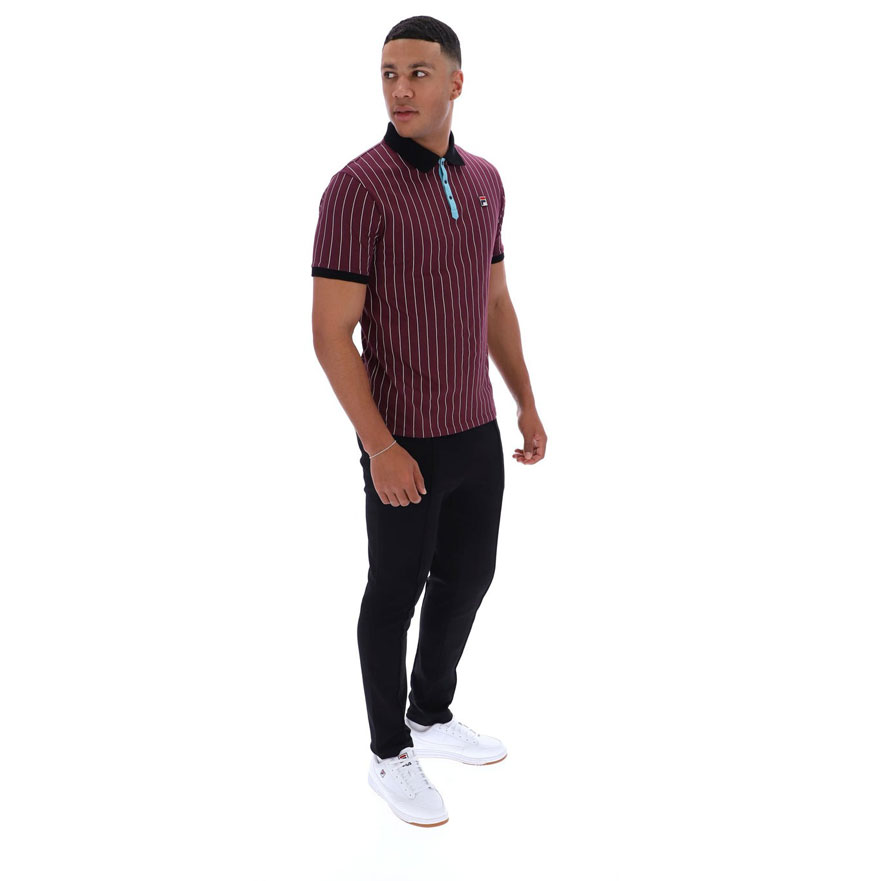 Fila BB1 Classic Vintage Striped Polo - Fig / Milky Blue / Gardenia / Black