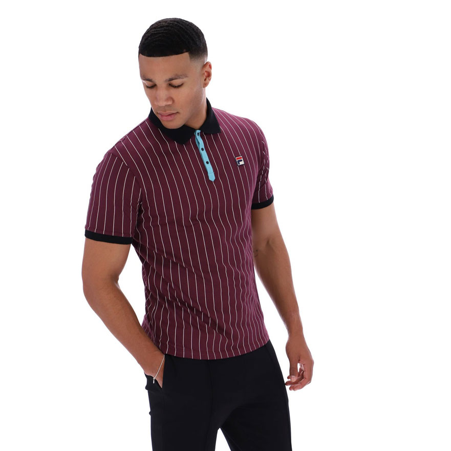 Fila BB1 Classic Vintage Striped Polo - Fig / Milky Blue / Gardenia / Black