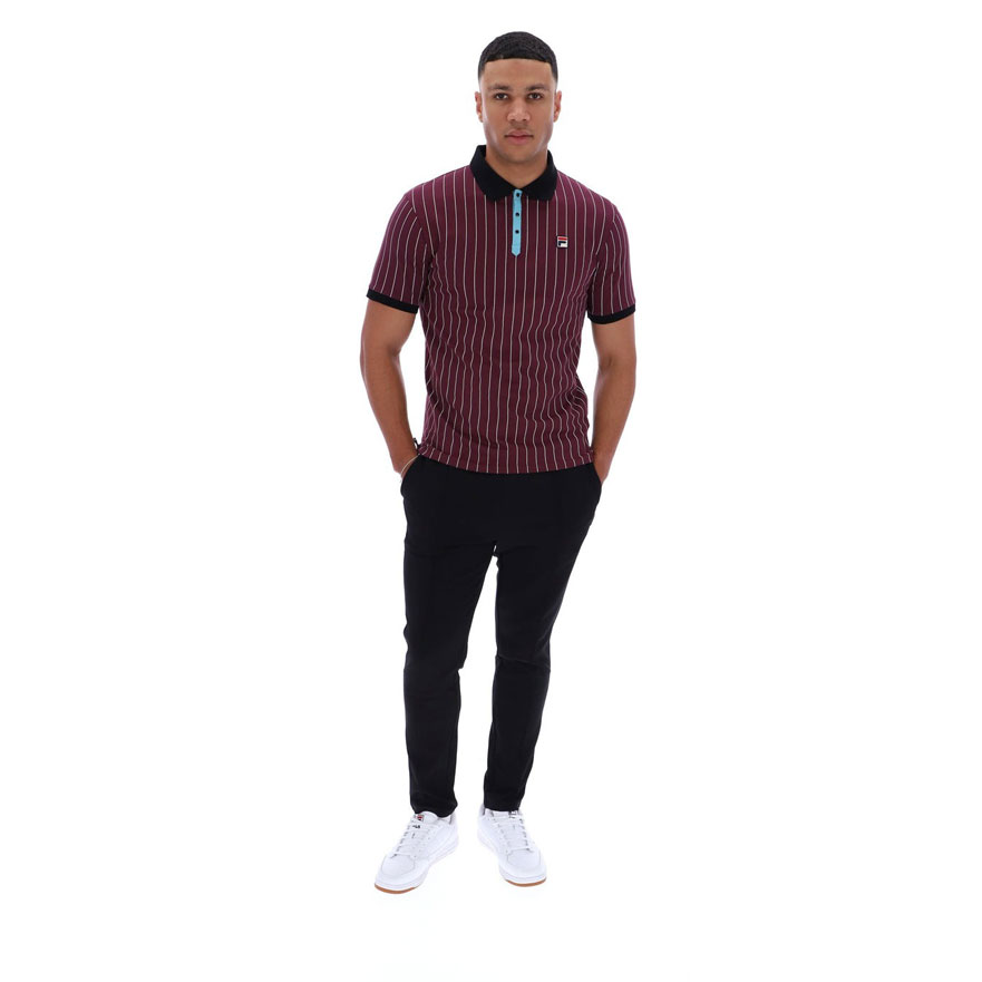 Fila BB1 Classic Vintage Striped Polo - Fig / Milky Blue / Gardenia / Black