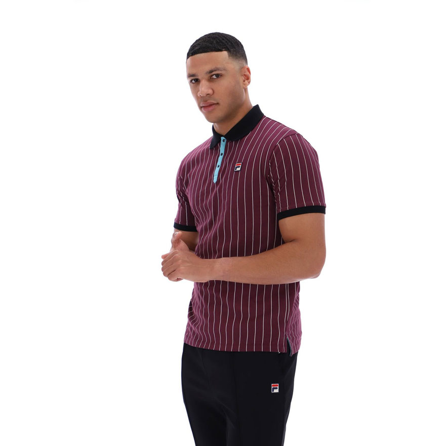 Fila BB1 Classic Vintage Striped Polo - Fig / Milky Blue / Gardenia / Black