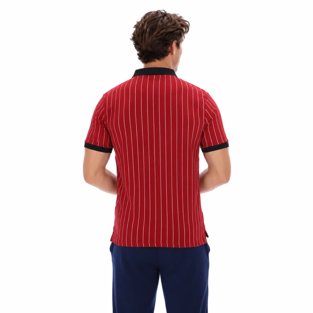 Fila BB1 Classic Vintage Striped Polo - Sun Dried Tomato / Black / White