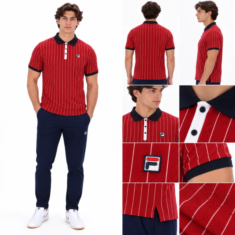 Fila BB1 Classic Vintage Striped Polo - Sun Dried Tomato / Black / White