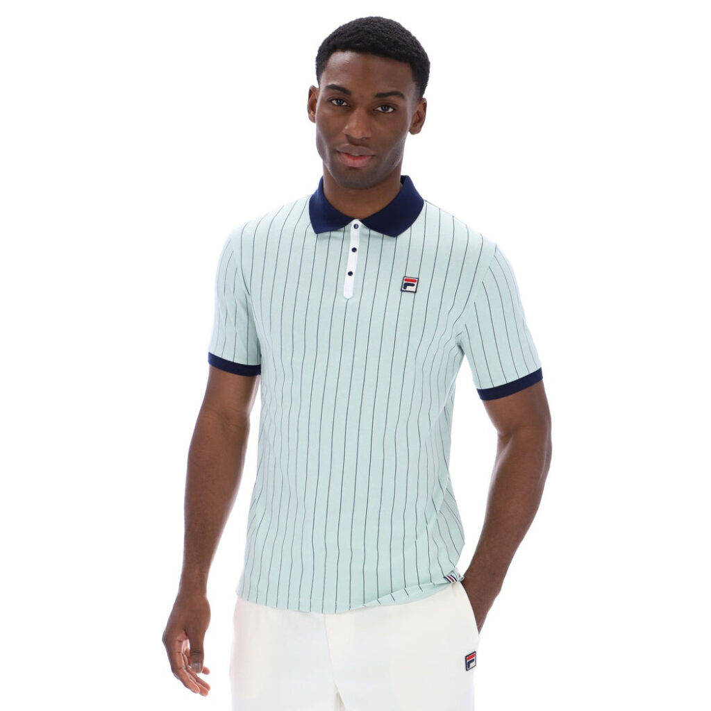 Fila BB1 Classic Vintage Striped Polo - Surf Spray / Fila Navy / White