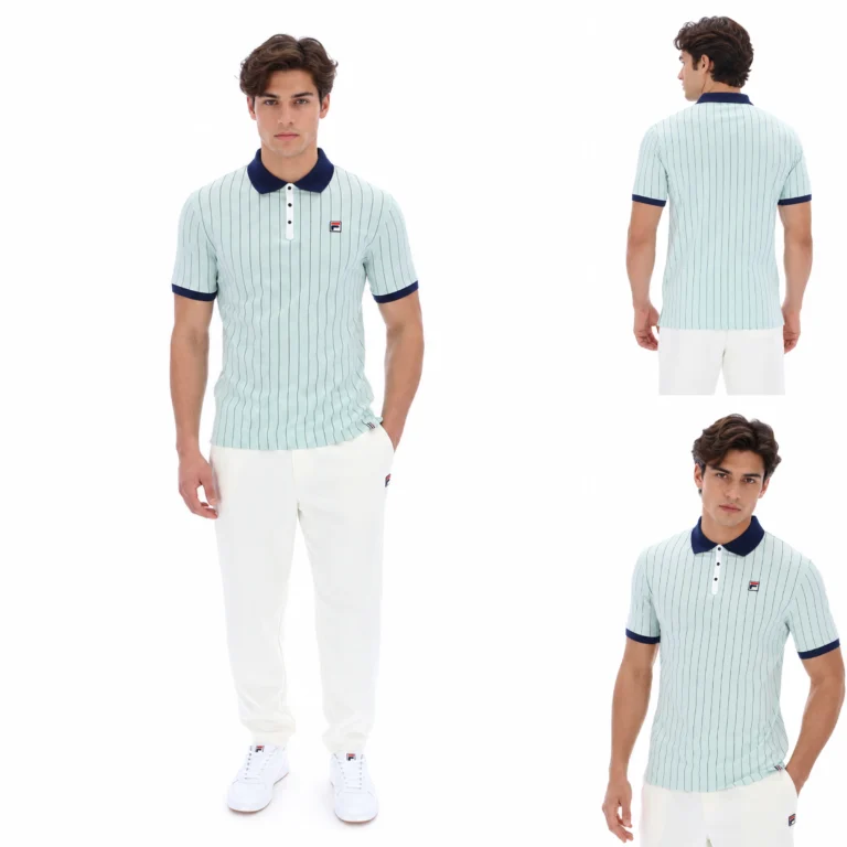 Fila BB1 Classic Vintage Striped Polo - Surf Spray / Fila Navy / White